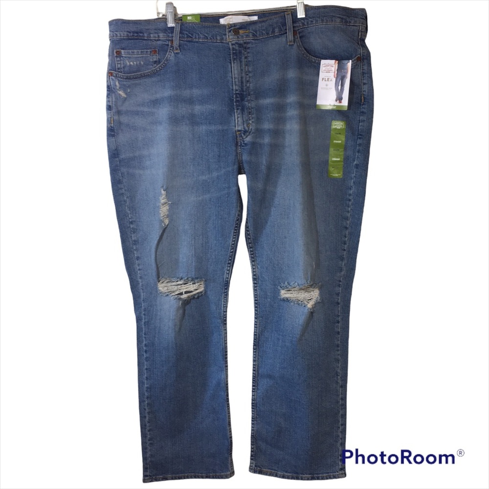 Levi’s Straight Leg Jeans Blue Medium Wash Distressed Size 44